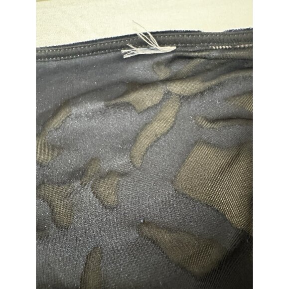 Chevignon Women M Navy Burnout Velvet Wrap Blouse Sheer Babydoll Boho Whimsigoth - Picture 4 of 9